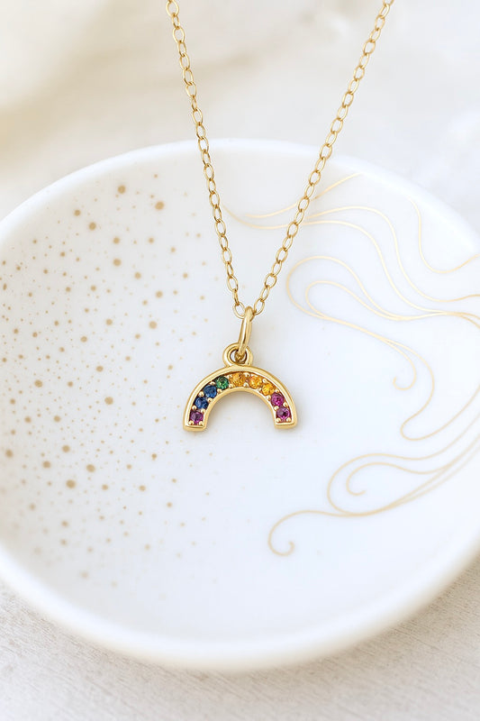 Dorothea Dainty Rainbow Pendant Necklace