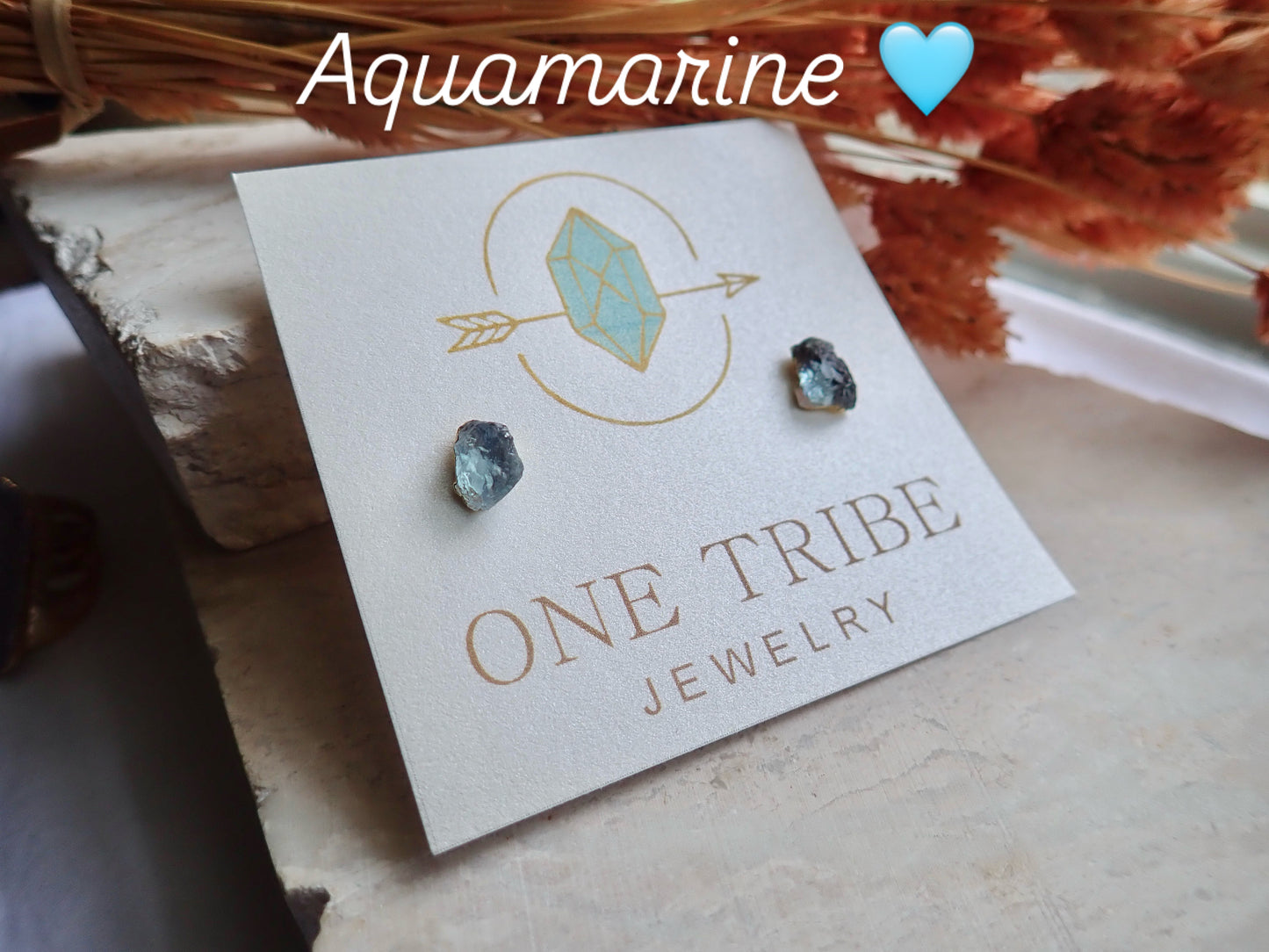 Raw Aquamarine Stud Earrings, Aquamarine Posts Gold, Aquamarine Jewelry, Blue Crystal Studs,March Birthstone Gift, Dainty Gemstone Earrings