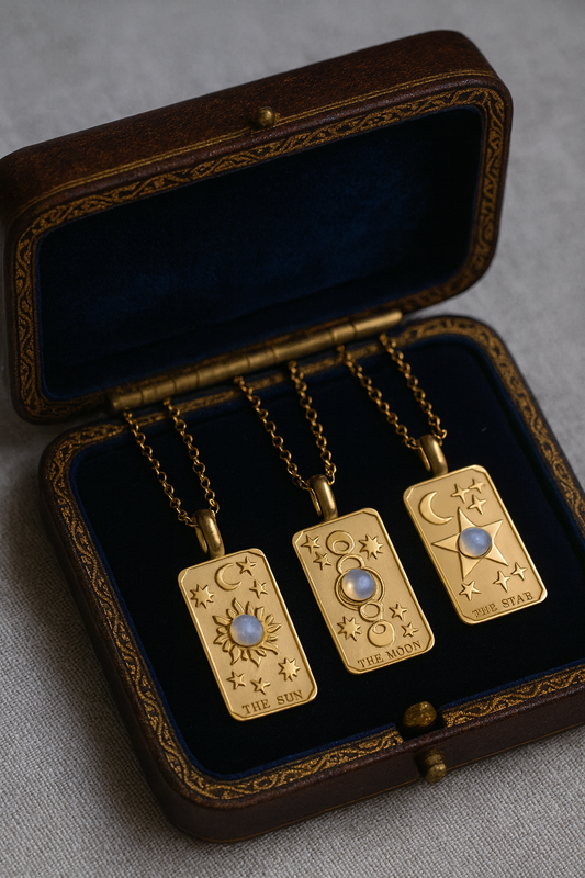 Small Gold Tarot Card Pendant Necklace - No Tarnish Waterproof Jewelry, Metaphysical Jewelry