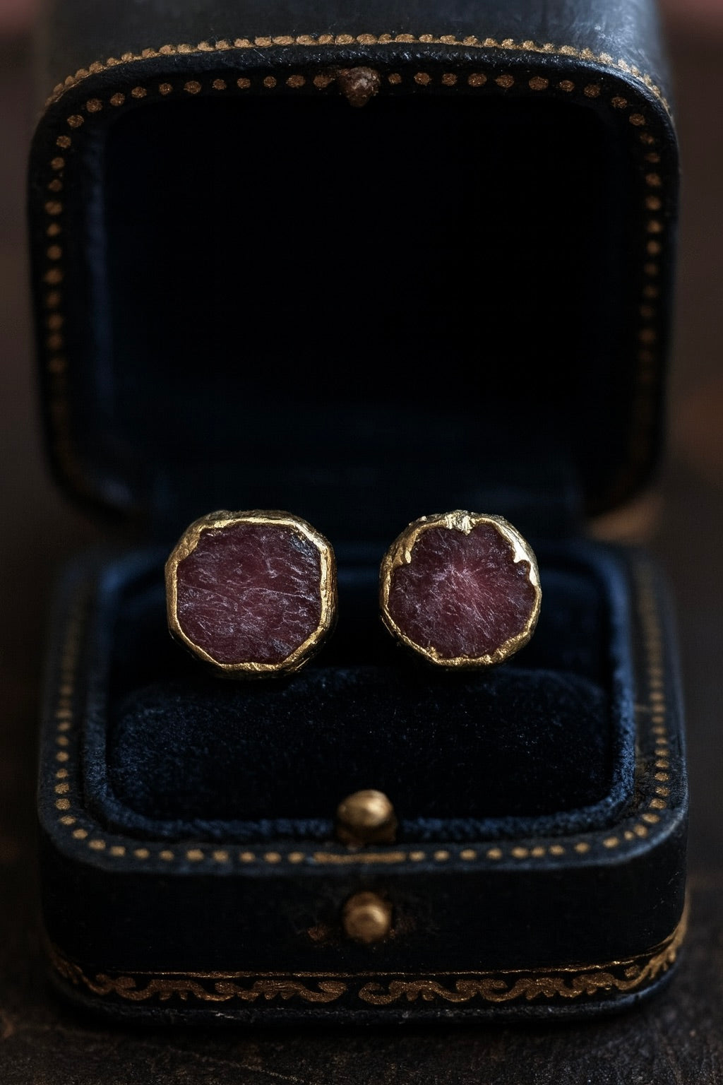 Raw Ruby Stud Earrings – Rough Gemstones in 14k Gold Over Sterling Silver, July Birthstone Jewelry