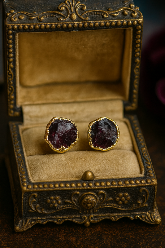 Alto Rioja Raw Garnet Earrings