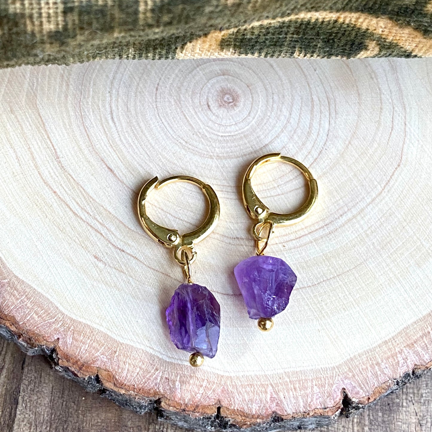 Amethyst Huggie Hoops