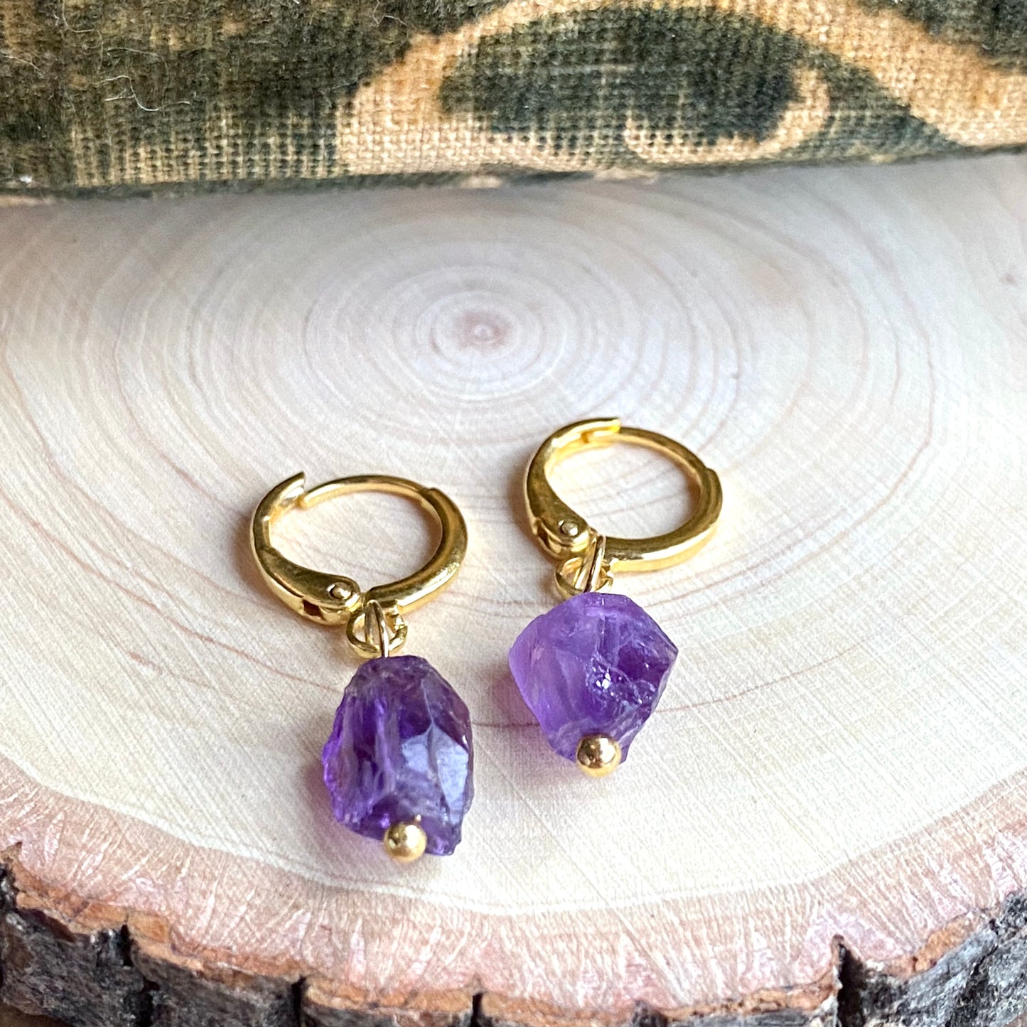 Amethyst Huggie Hoops