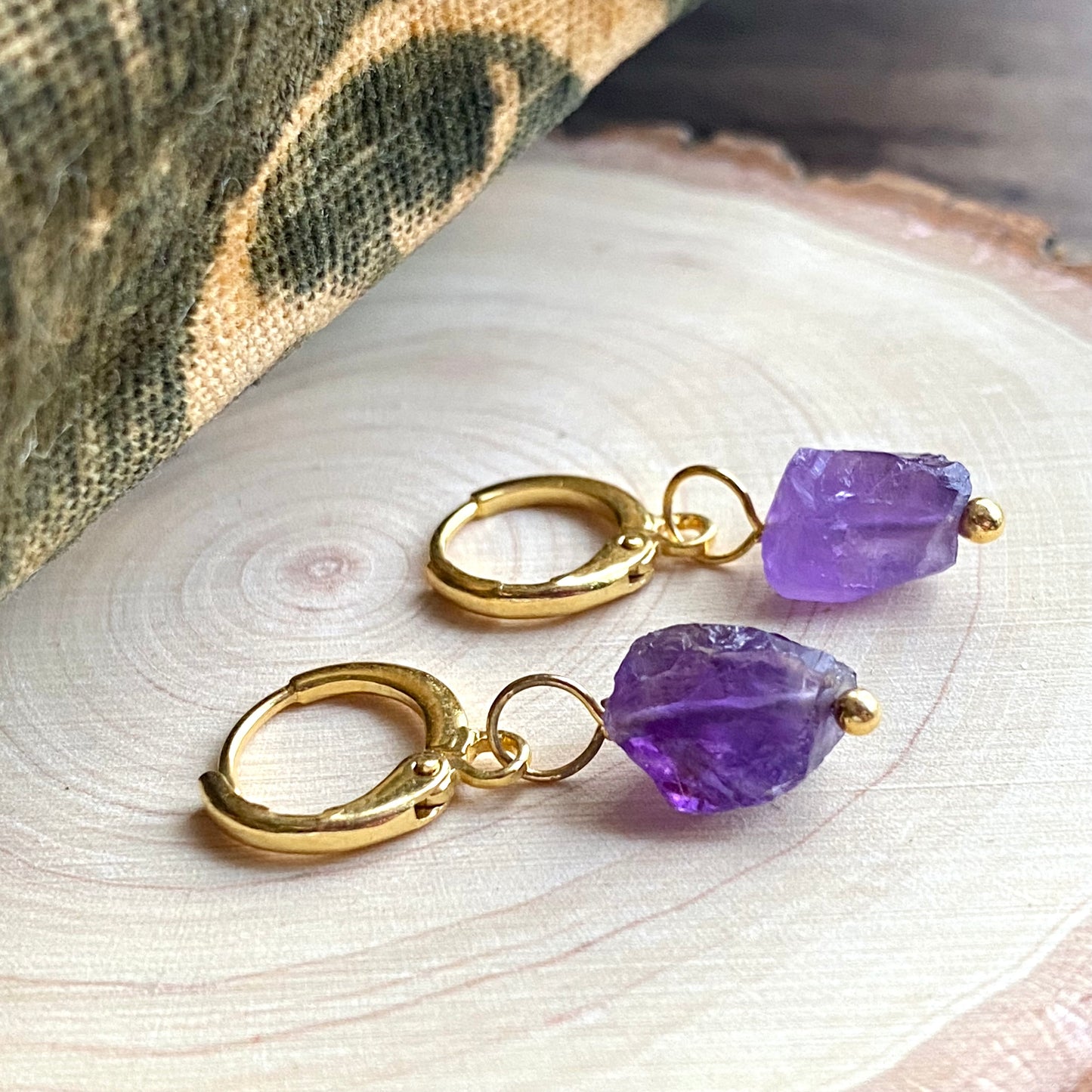 Amethyst Huggie Hoops