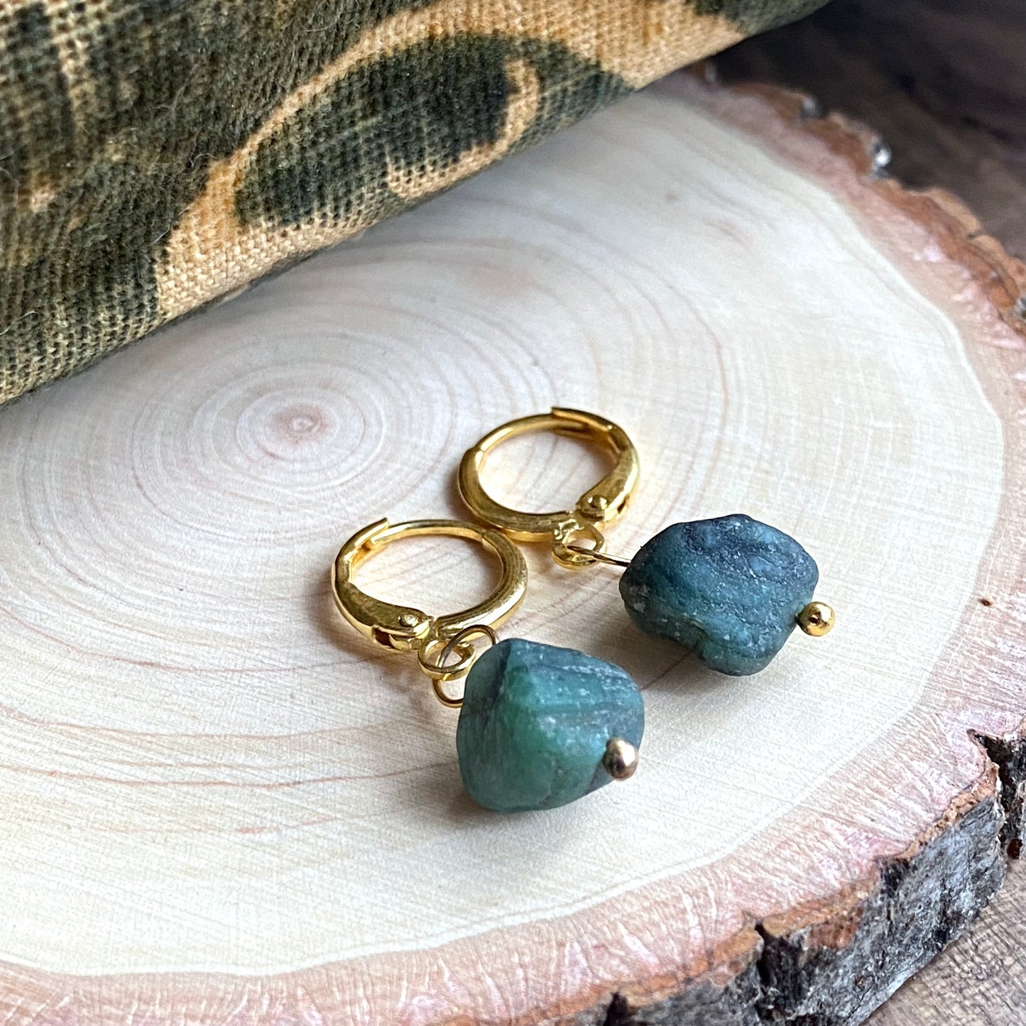 Emerald Huggie Hoops