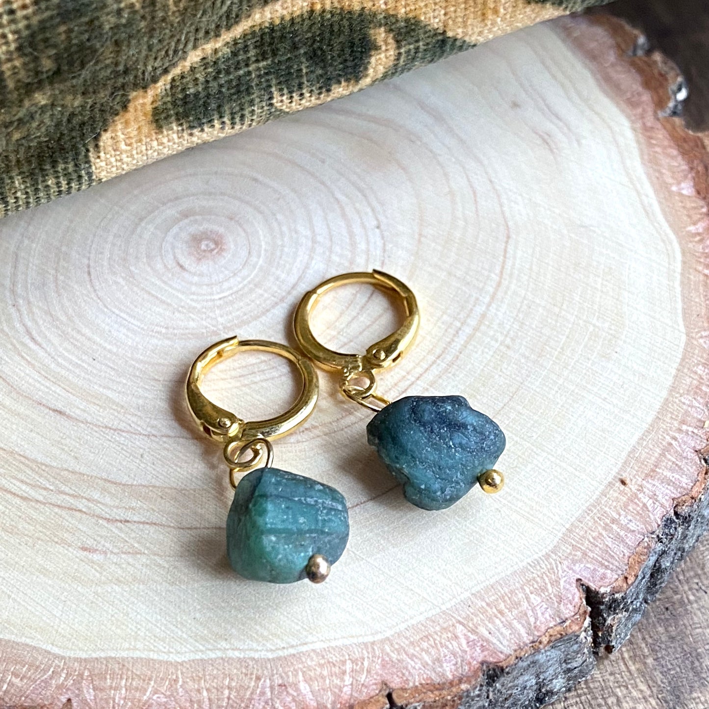 Emerald Huggie Hoops