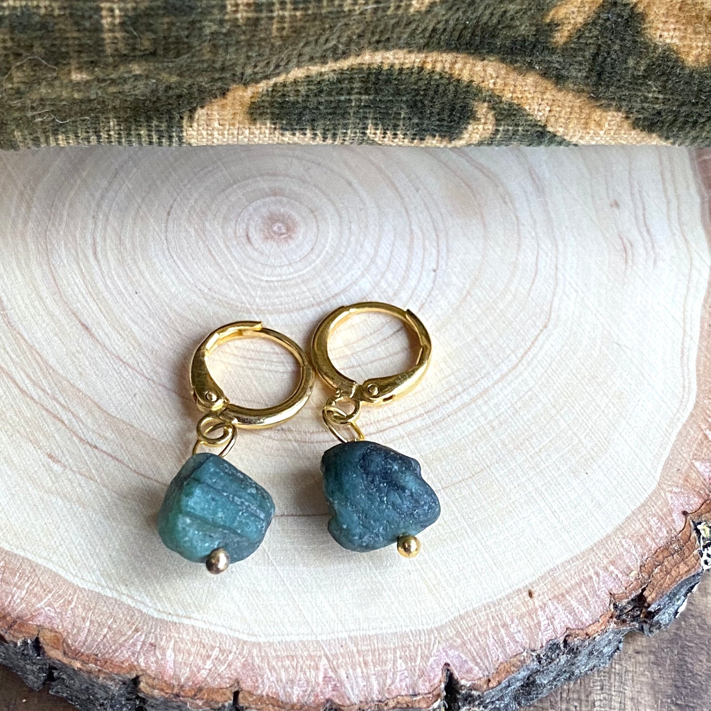 Emerald Huggie Hoops