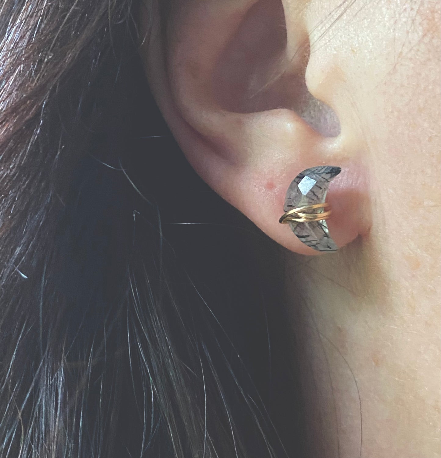 Crescent Moon Tourmaline Quartz Earrings
