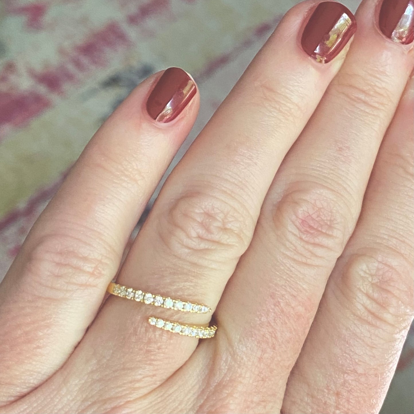 Diamond CZ Spiral Open Wrap Ring