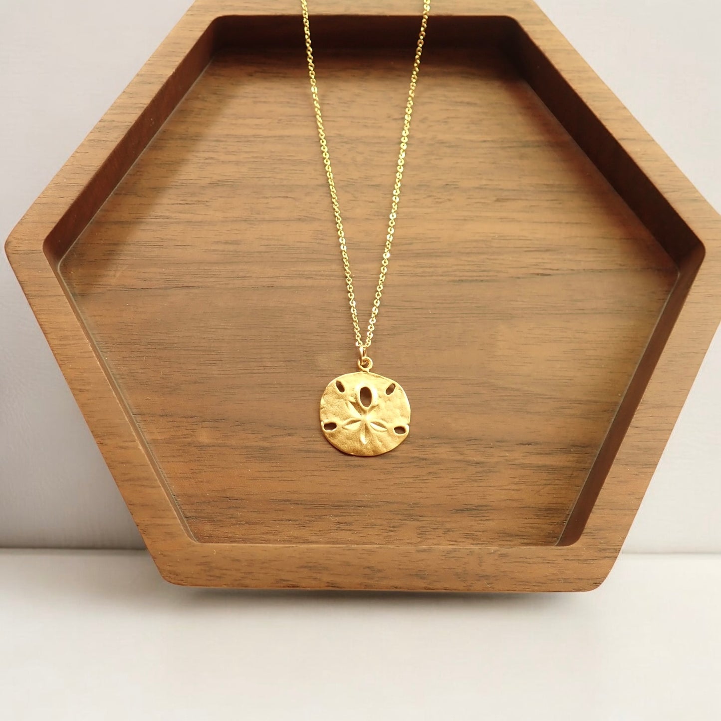 Dainty Sand Dollar Necklace | 18K Gold Vermeil | 18K Gold Fill Chain