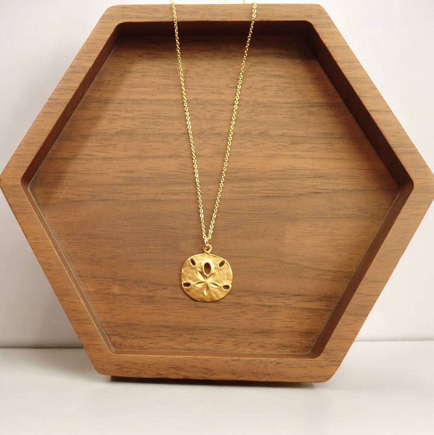 Dainty Sand Dollar Necklace | 18K Gold Vermeil | 18K Gold Fill Chain