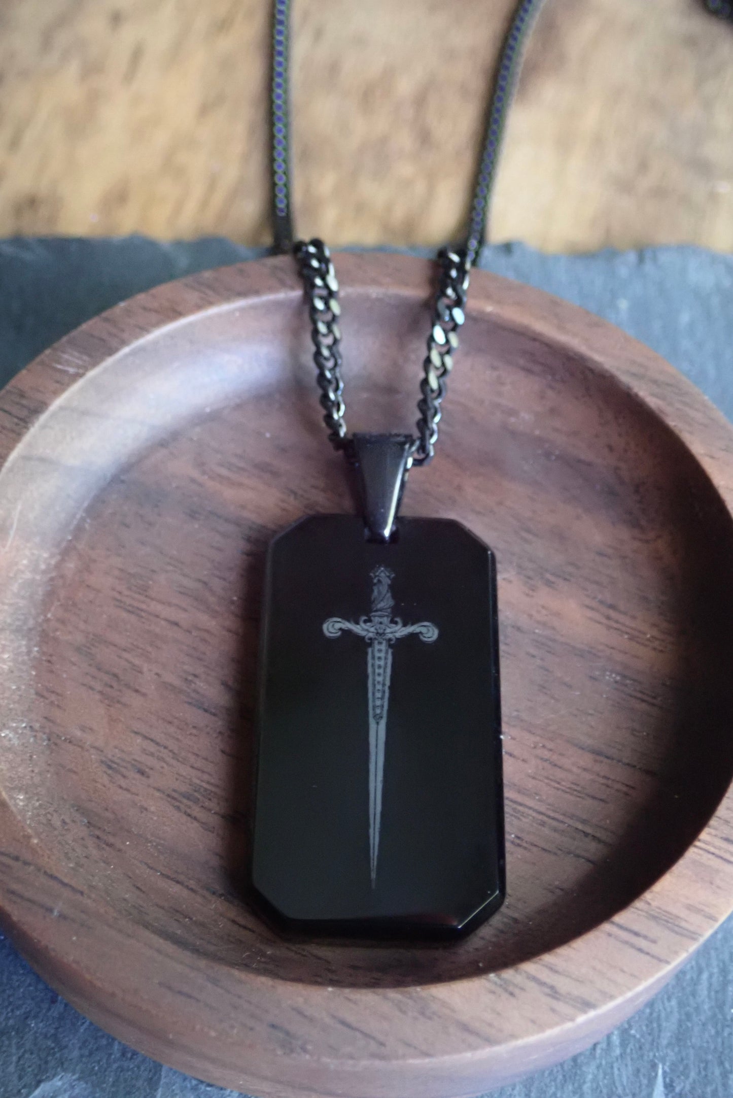 Medieval Sword Dog Tag Necklace