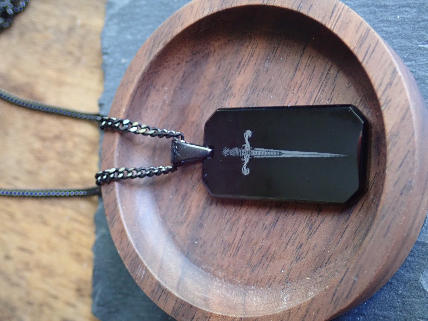 Medieval Sword Dog Tag Necklace