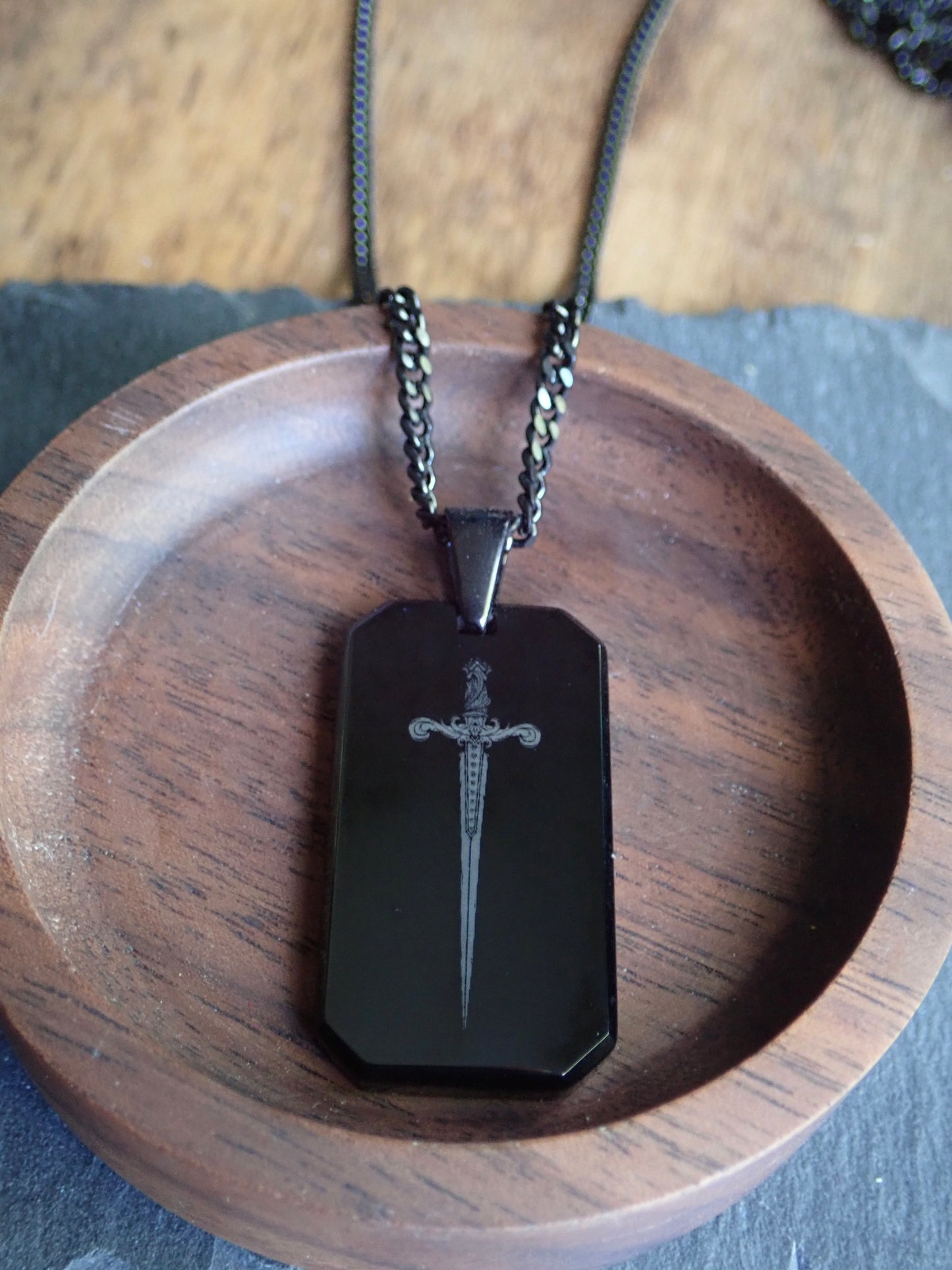 Medieval Sword Dog Tag Necklace