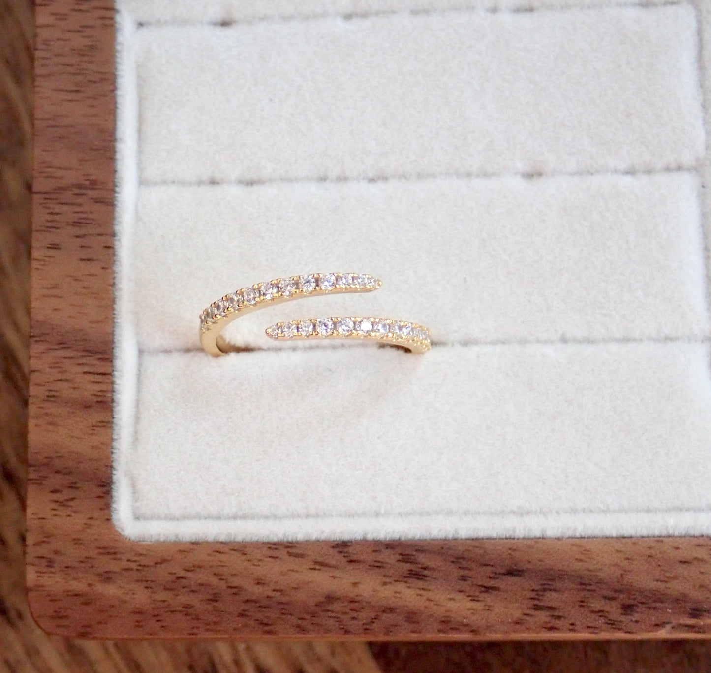 Diamond CZ Spiral Open Wrap Ring