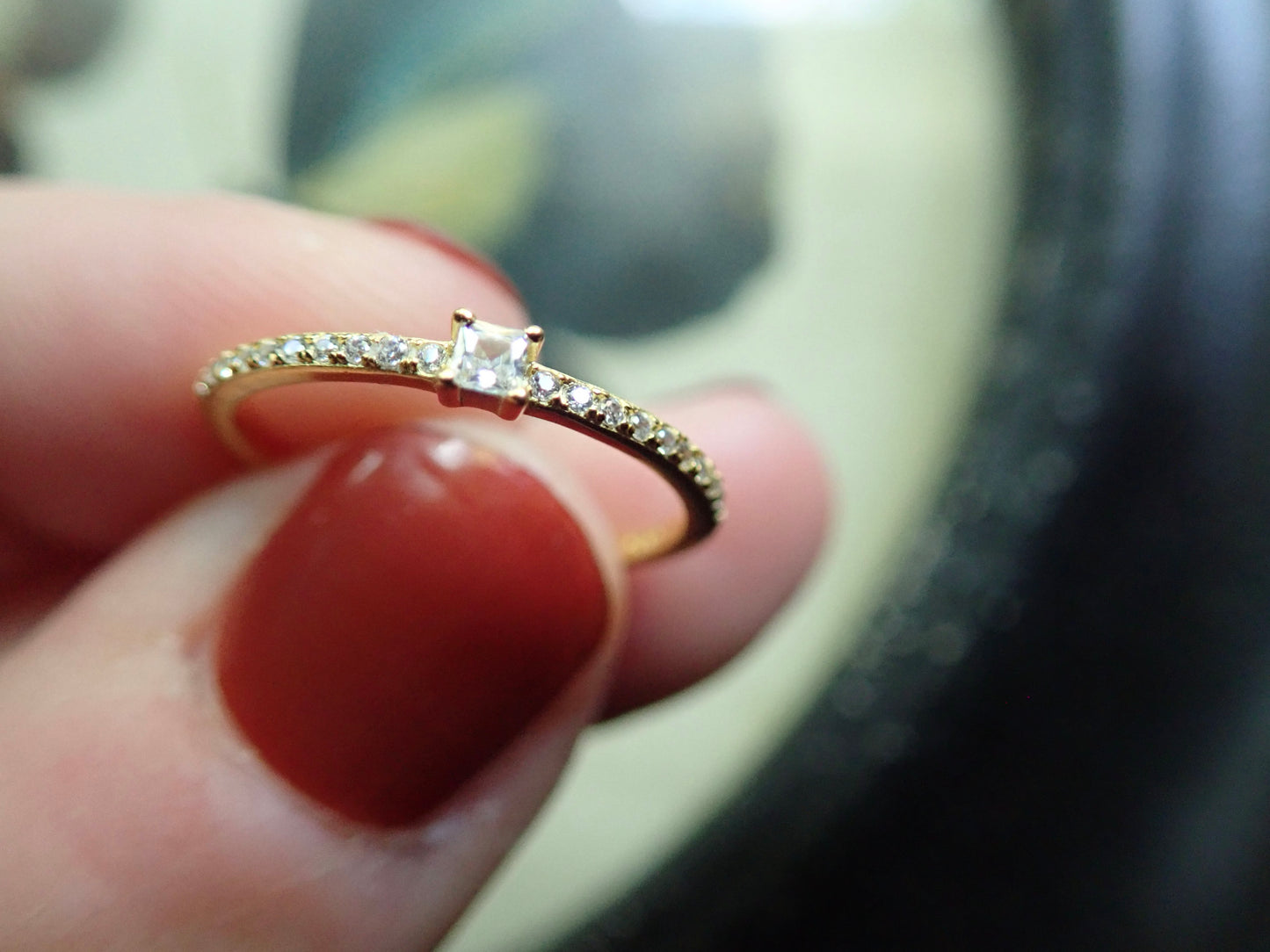 Dainty Square Solitaire Diamond CZ Ring