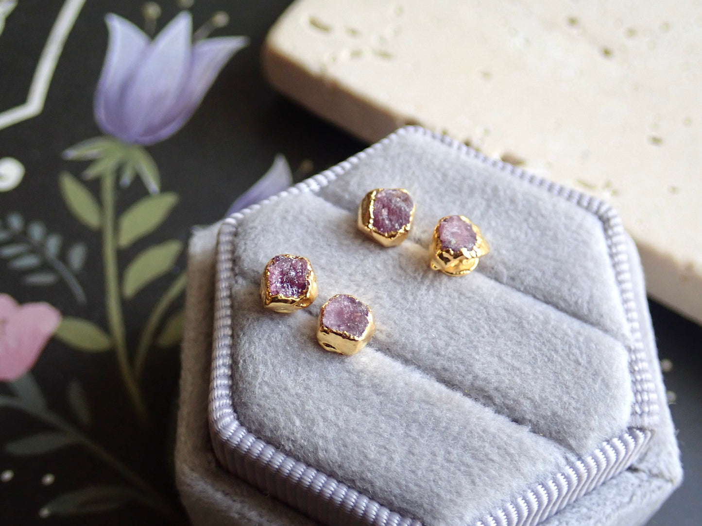 Rosa Raw Ruby Earrings