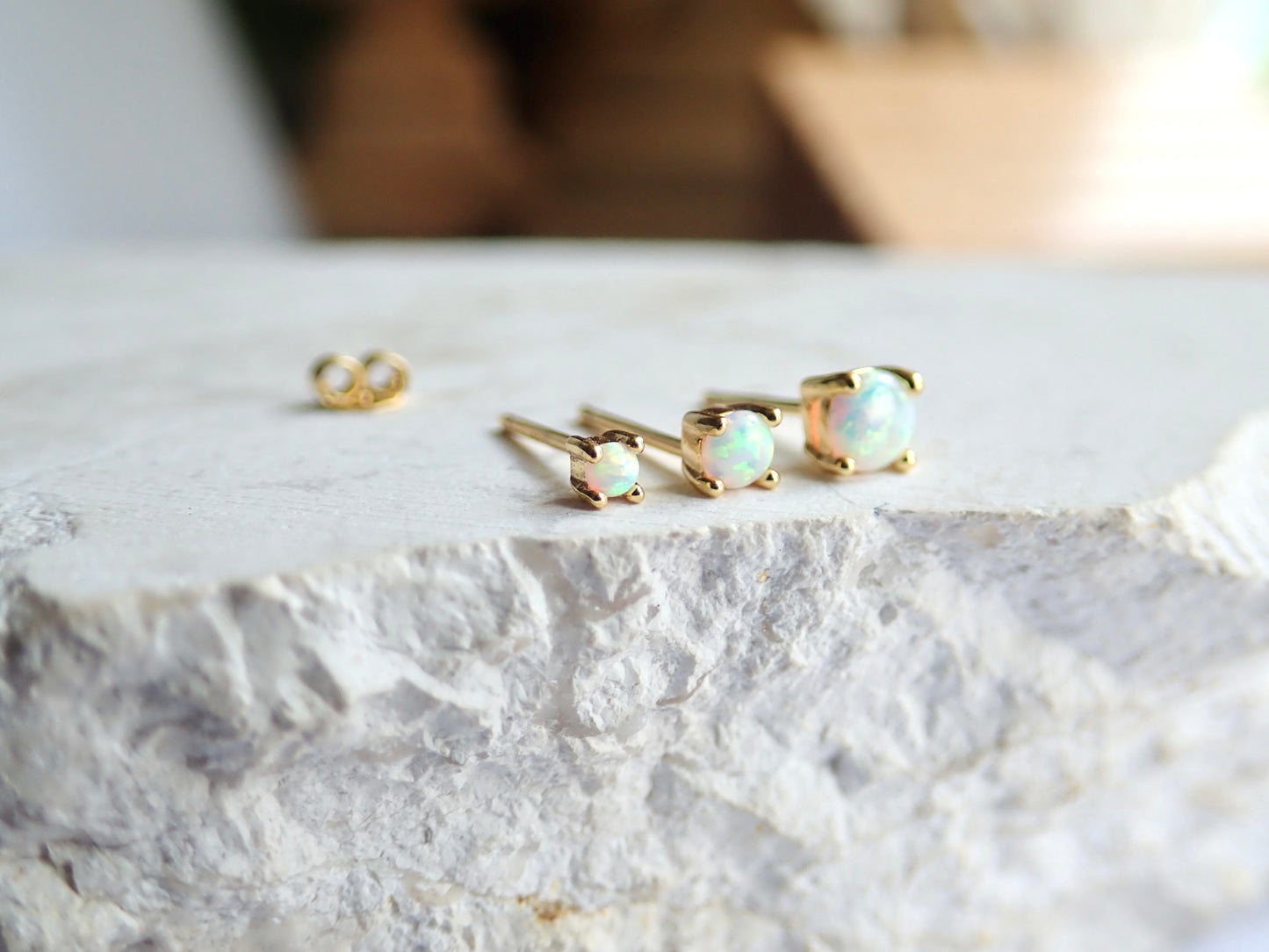 Opal Solitaire Stud Earring