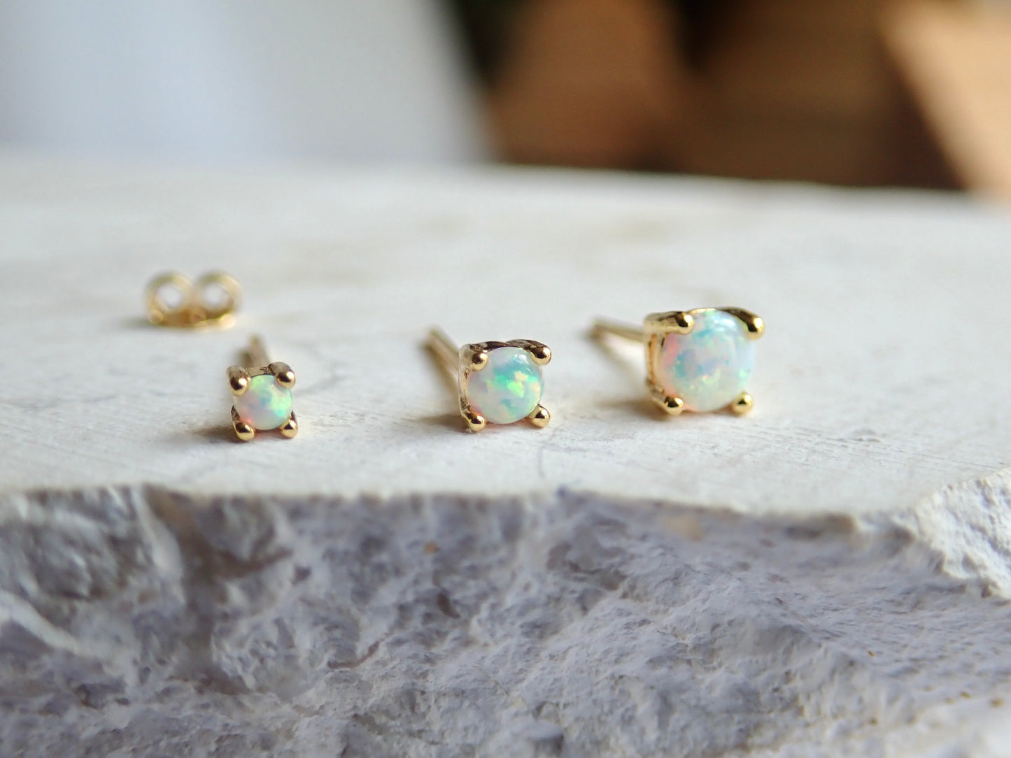 Opal Solitaire Stud Earring
