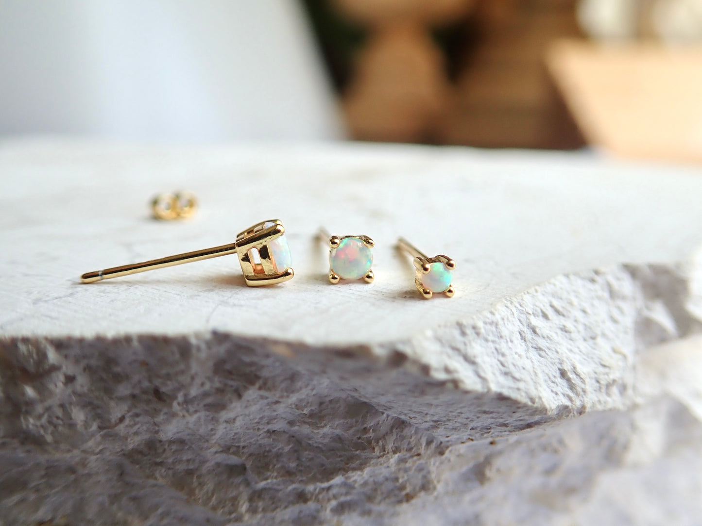 Opal Solitaire Stud Earring