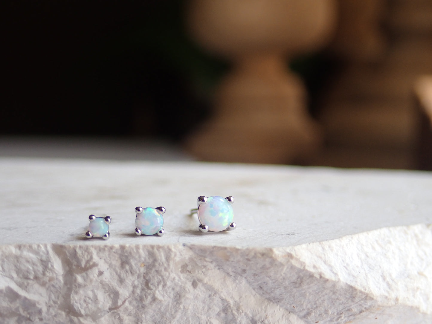 Opal Solitaire Stud Earring