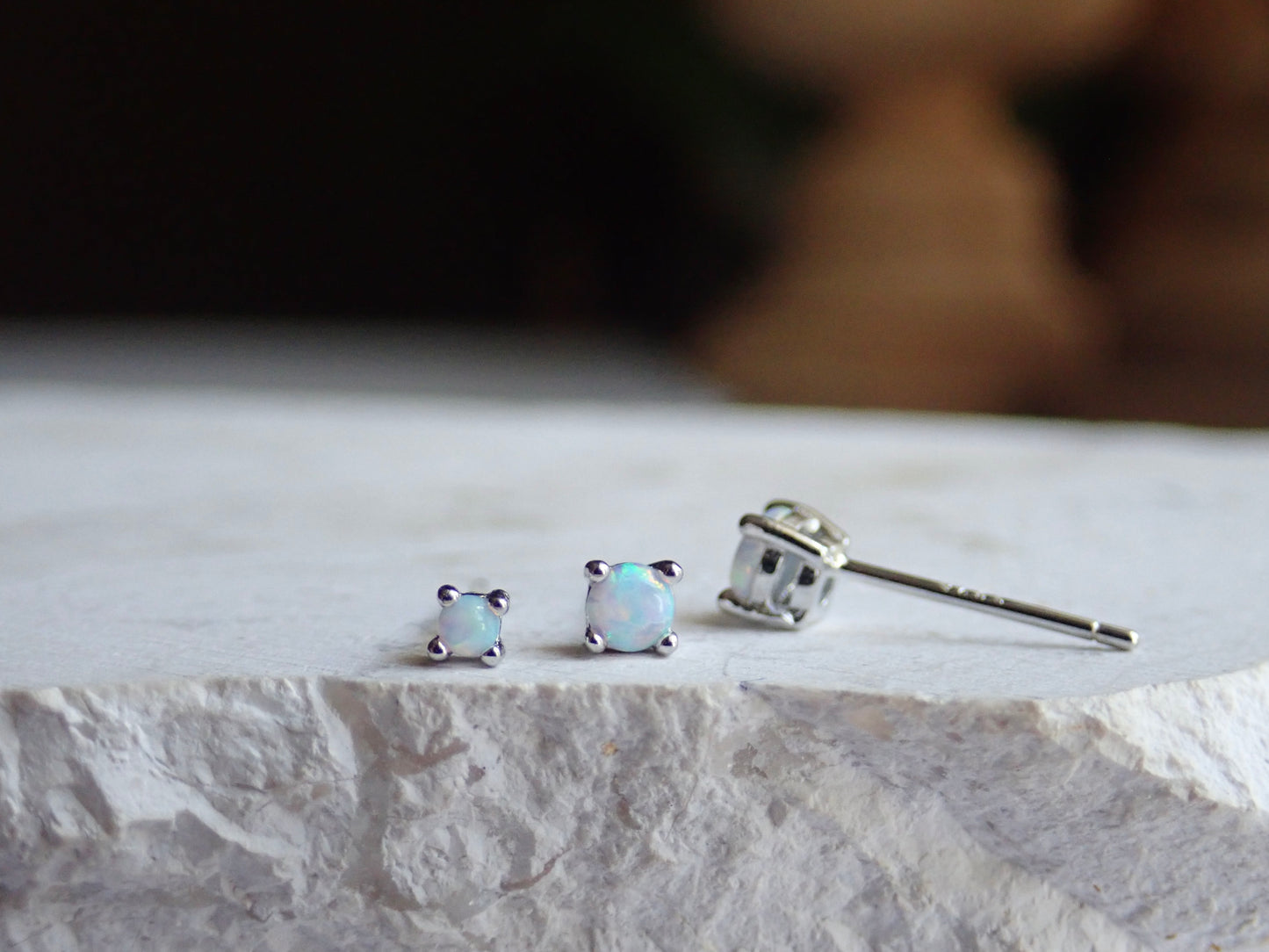 Opal Solitaire Stud Earring
