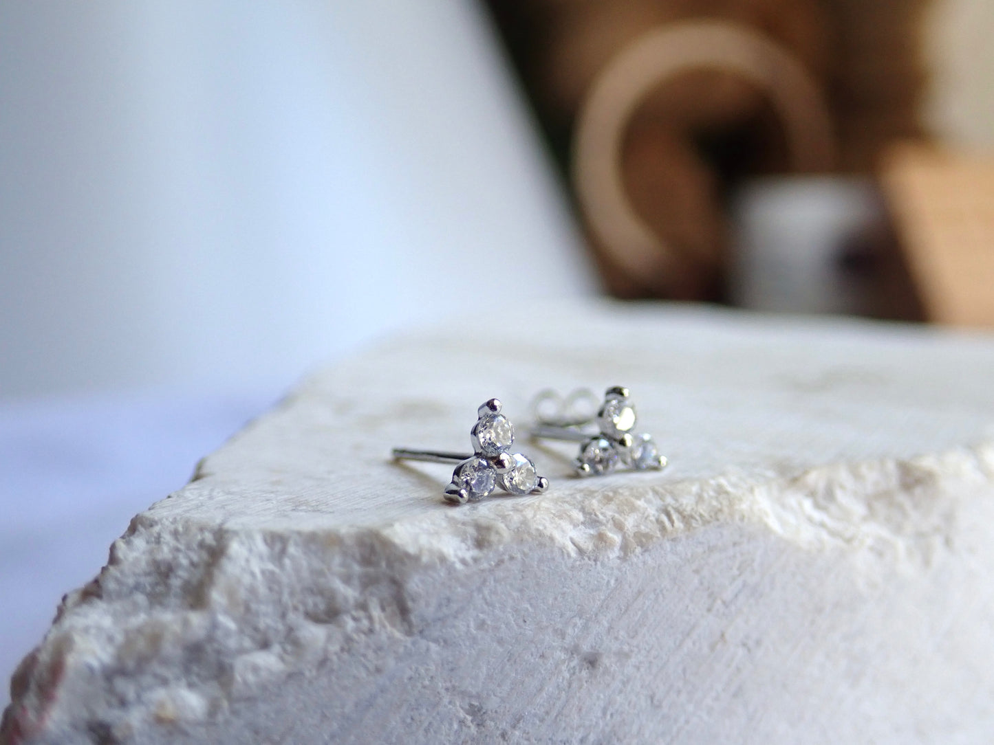 Tiny Trefoil CZ Stud Earrings