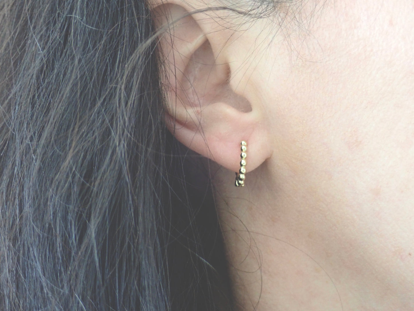 Beaded Dot Huggie Hoops