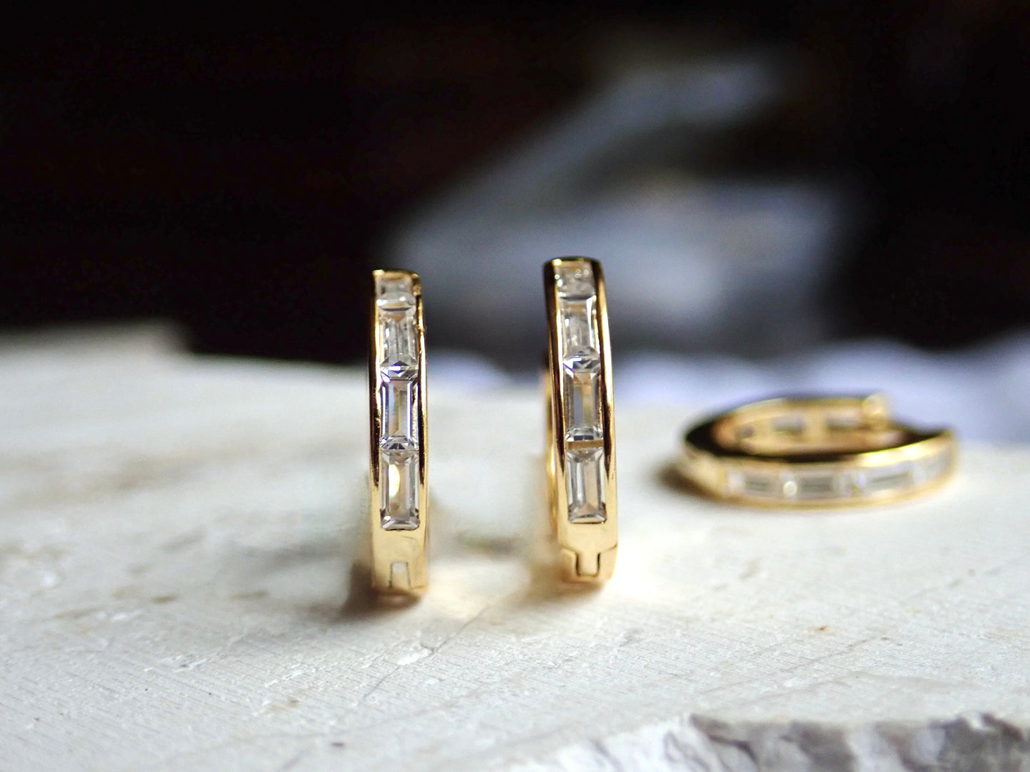 Crystal River CZ Huggie Hoops