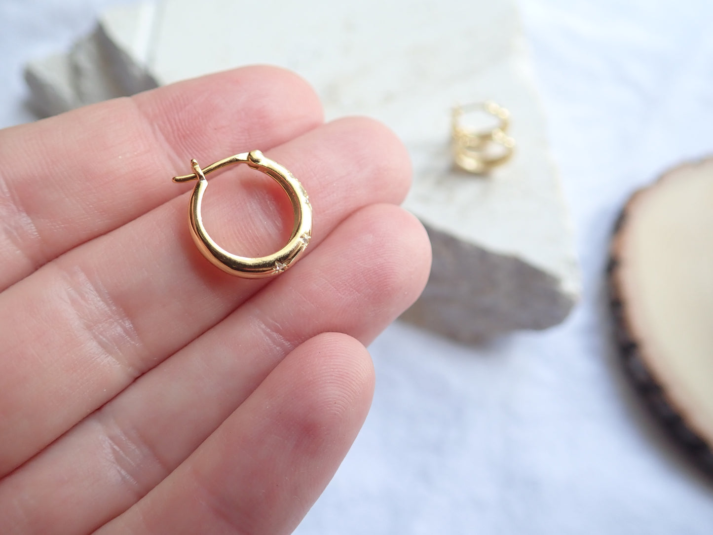 Crystal River CZ Huggie Hoops