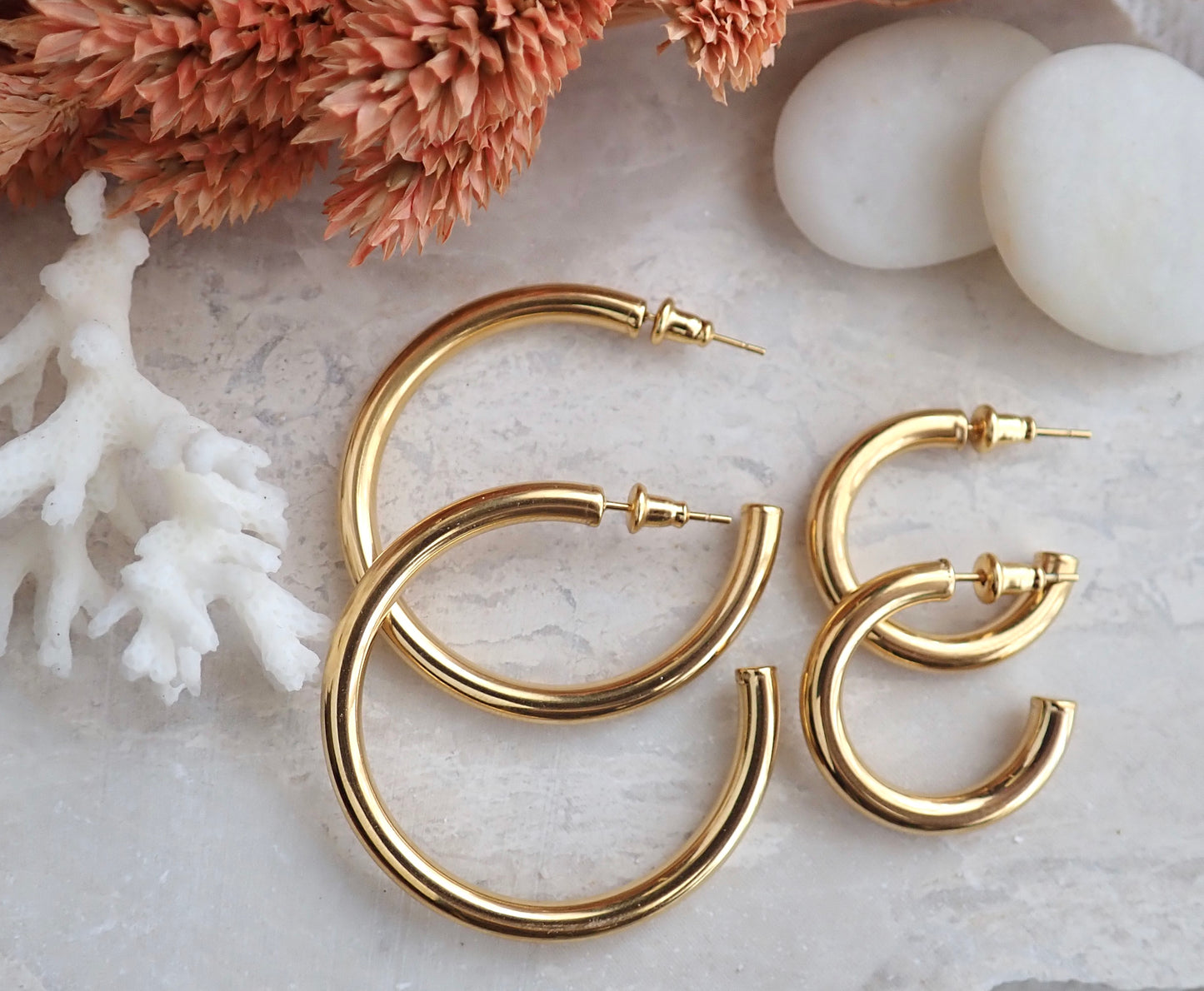 Huron Waterproof Gold Hoop Earrings