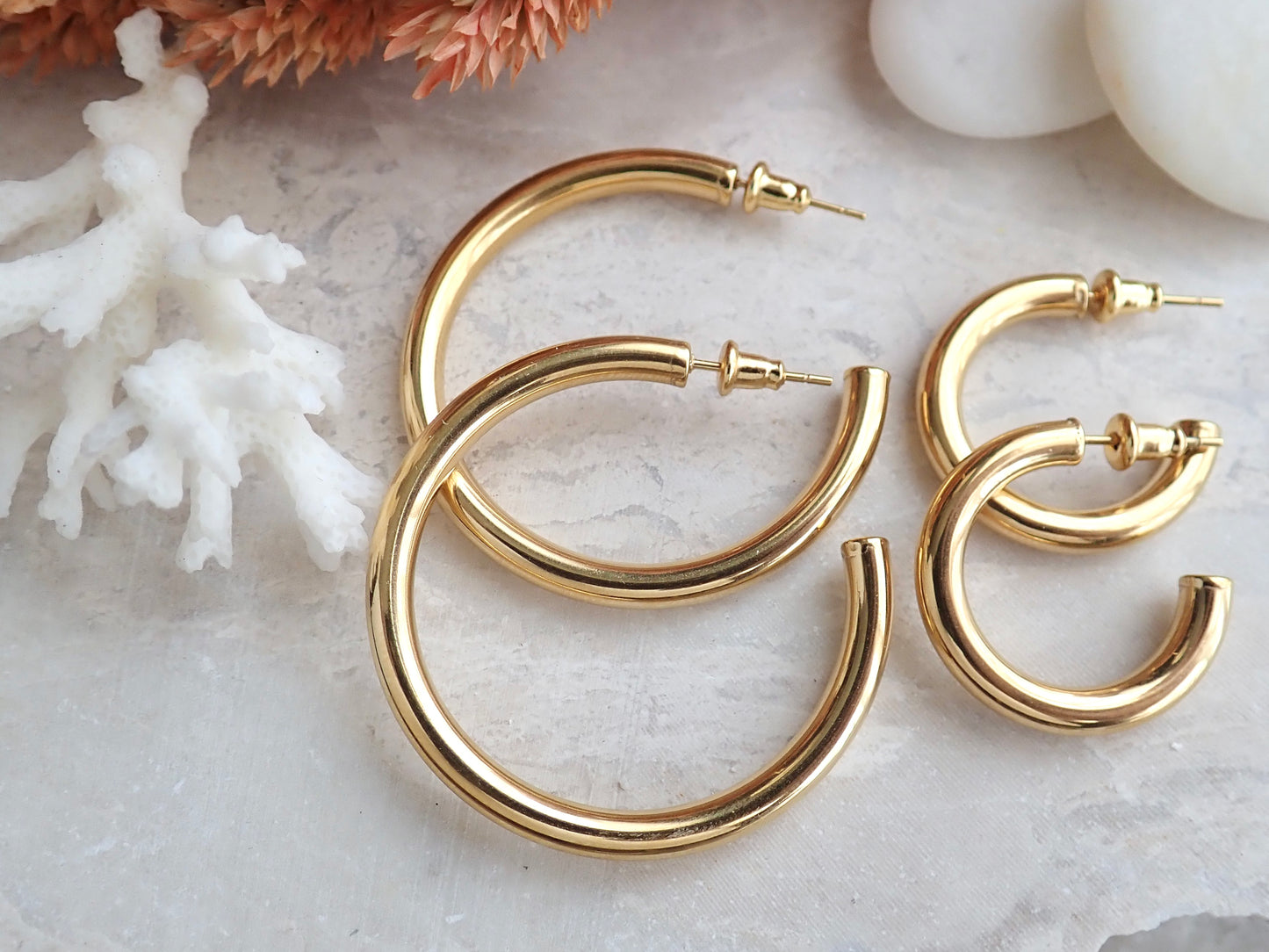 Huron Waterproof Gold Hoop Earrings