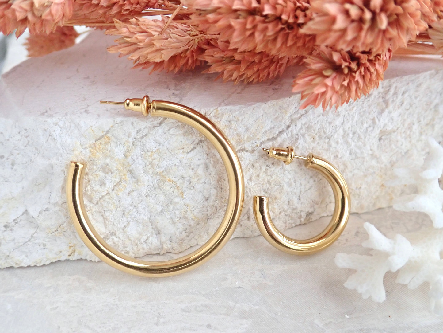 Huron Waterproof Gold Hoop Earrings