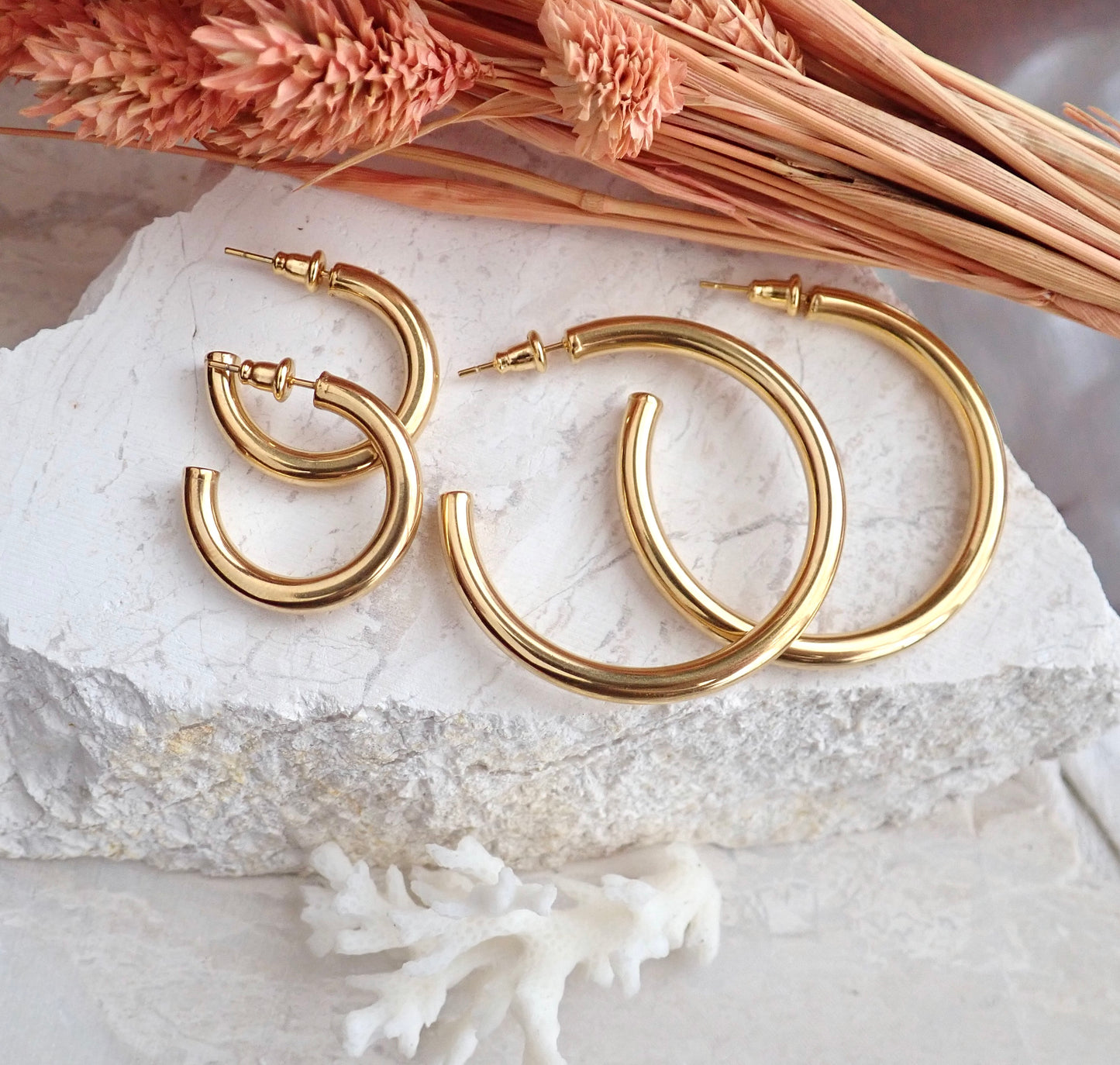 Huron Waterproof Gold Hoop Earrings
