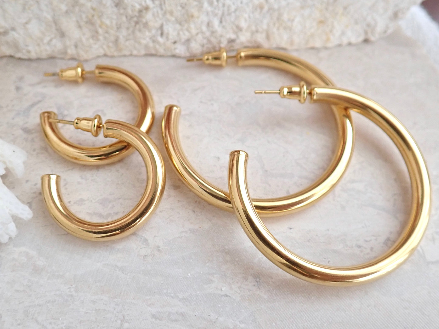 Huron Waterproof Gold Hoop Earrings