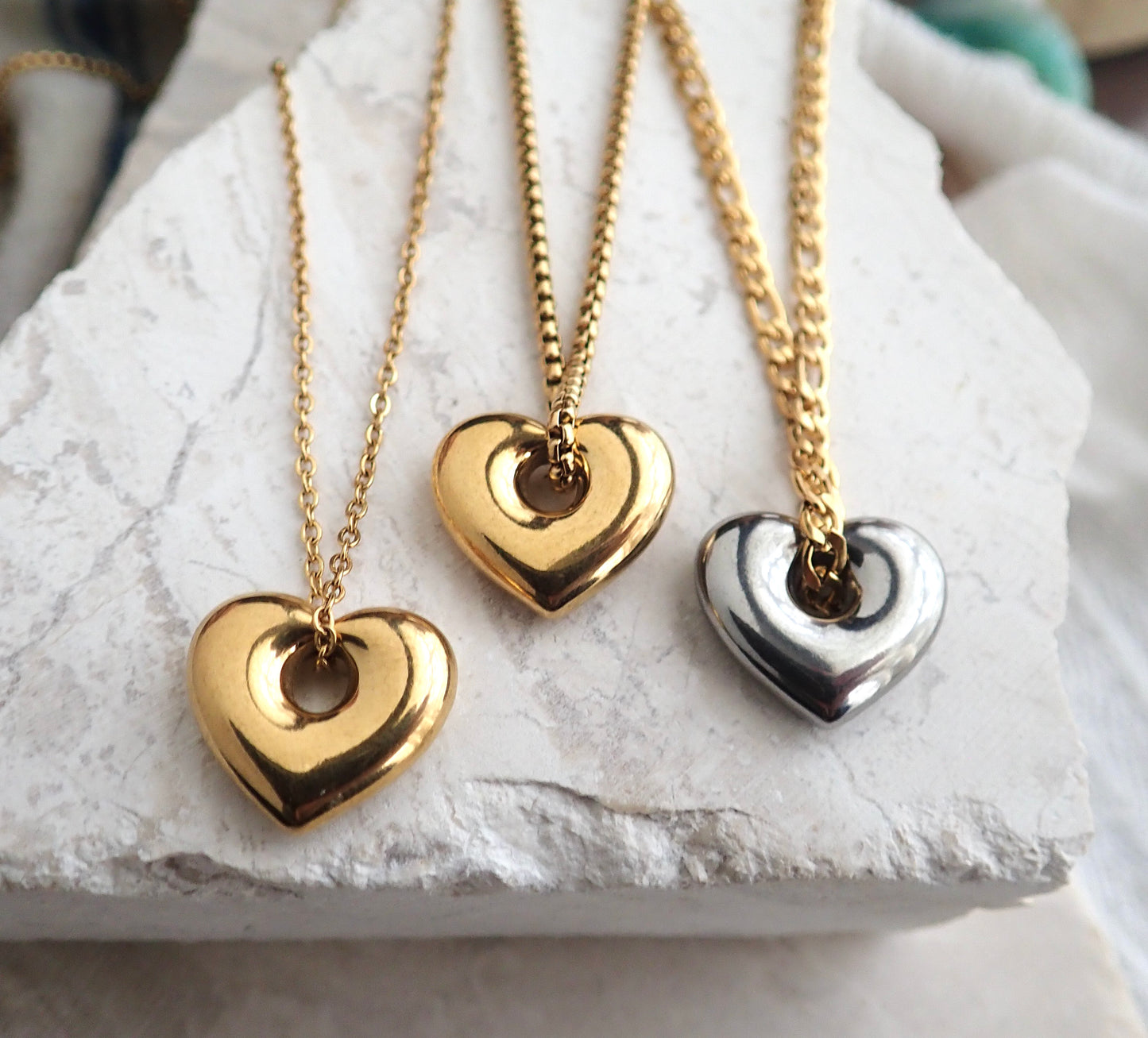 Puffy Heart Waterproof Necklace