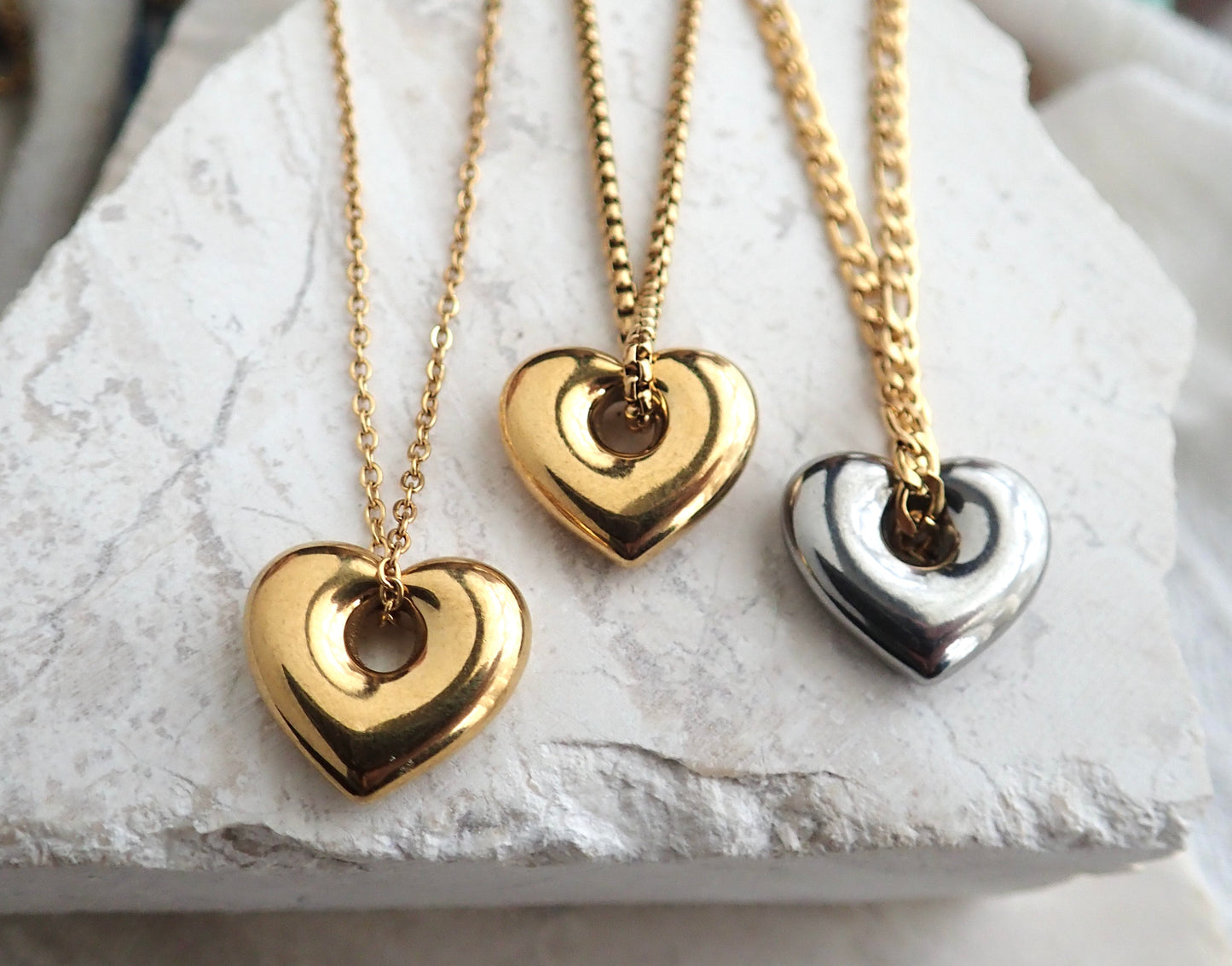 Puffy Heart Waterproof Necklace