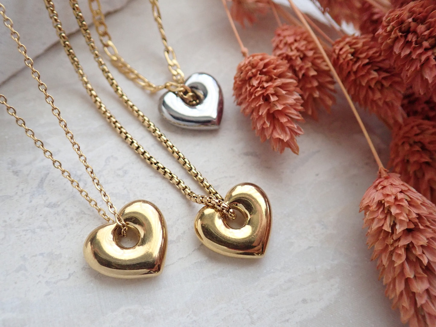 Puffy Heart Waterproof Necklace