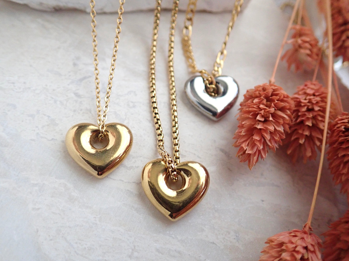 Puffy Heart Waterproof Necklace