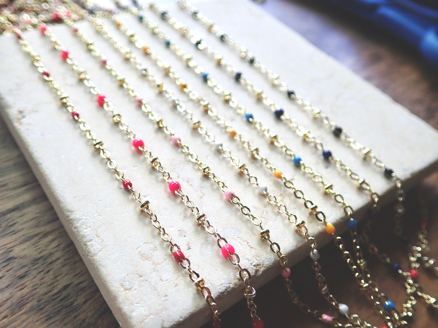 Nantucket Blue Enamel 14k Gold Anklet