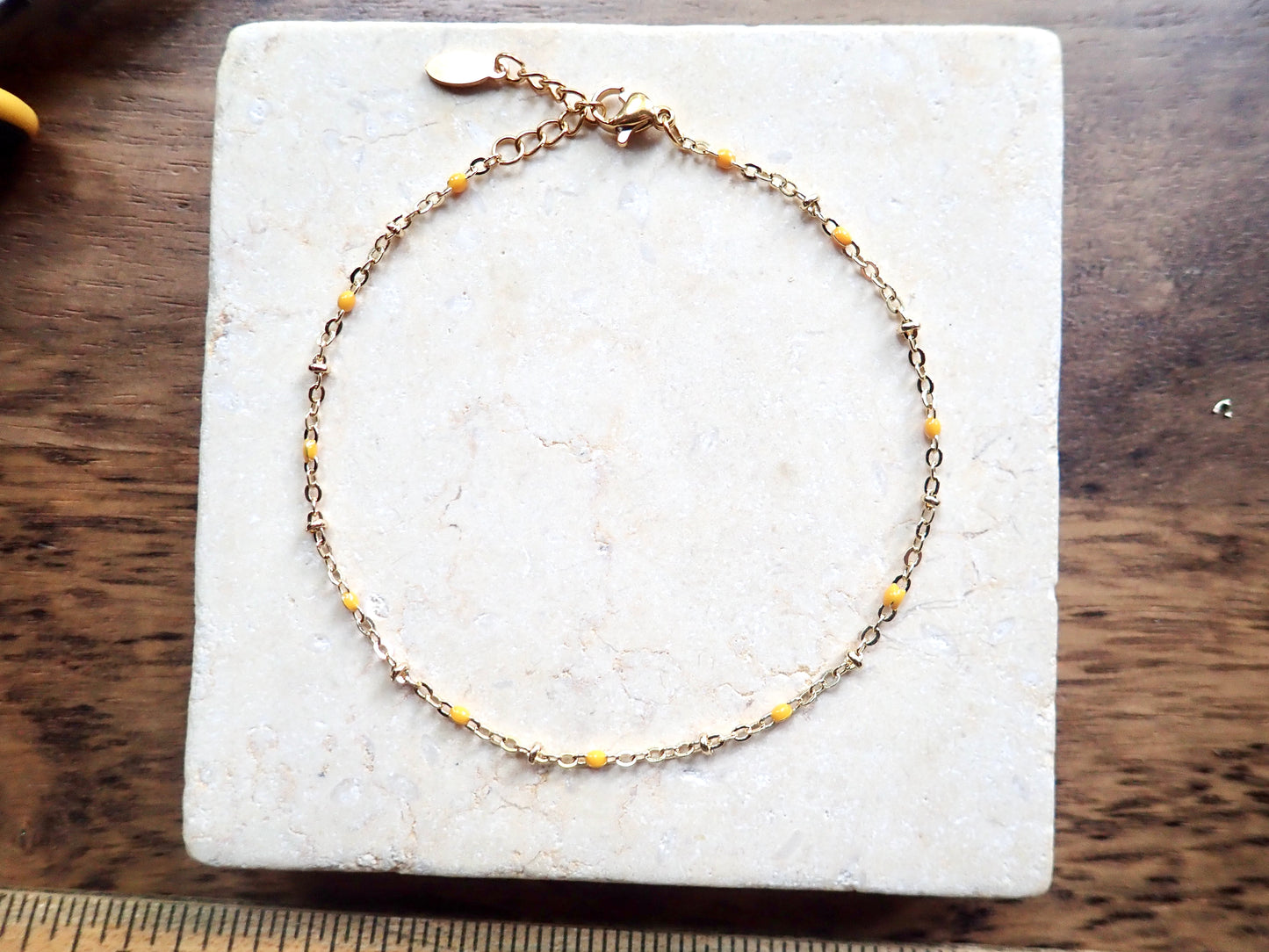 Hapi Yellow Enamel 14k Gold Ankle Bracelet