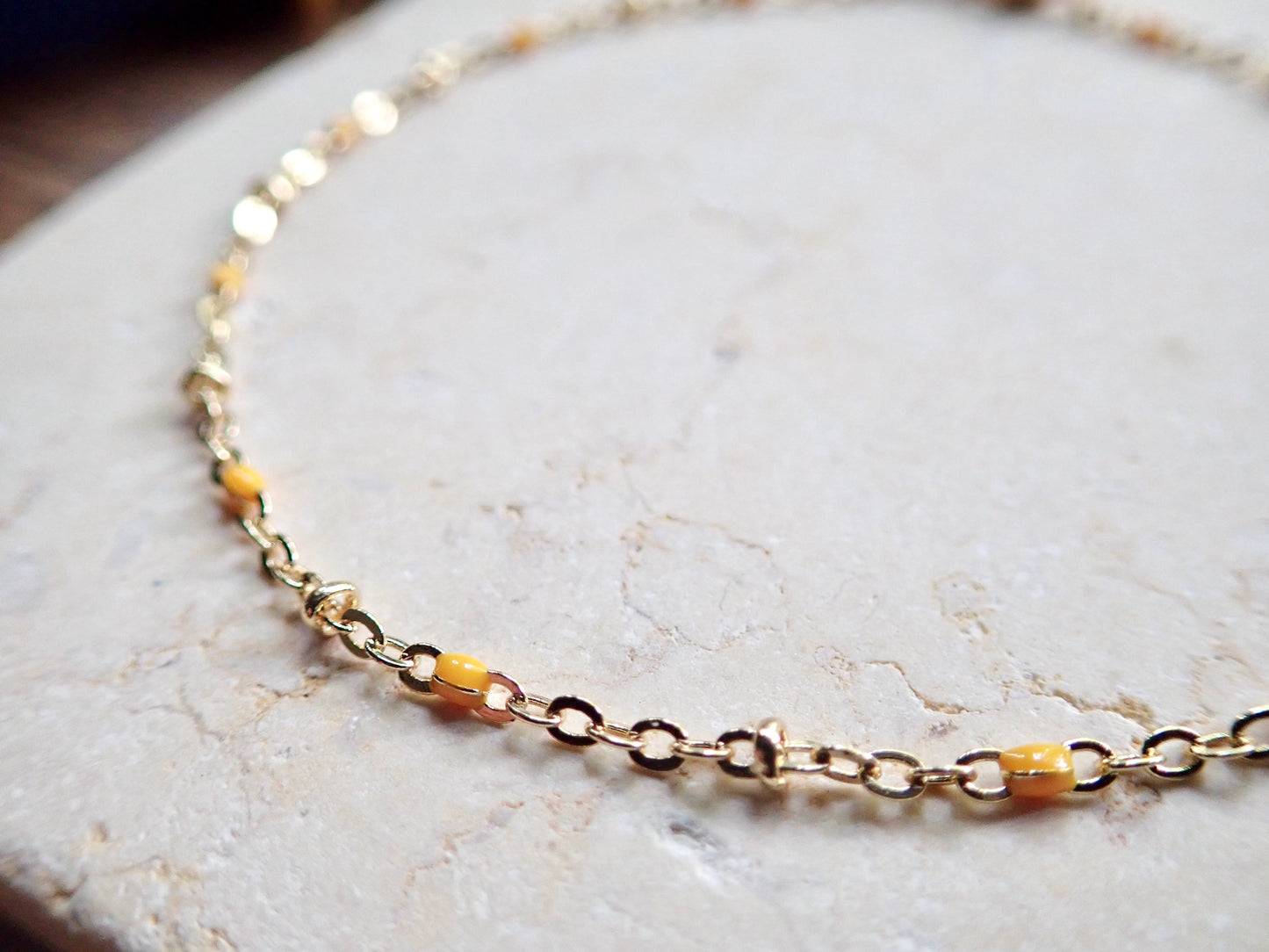 Hapi Yellow Enamel 14k Gold Ankle Bracelet