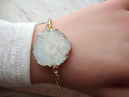 Solar Quartz Cuff Bracelet - Gold