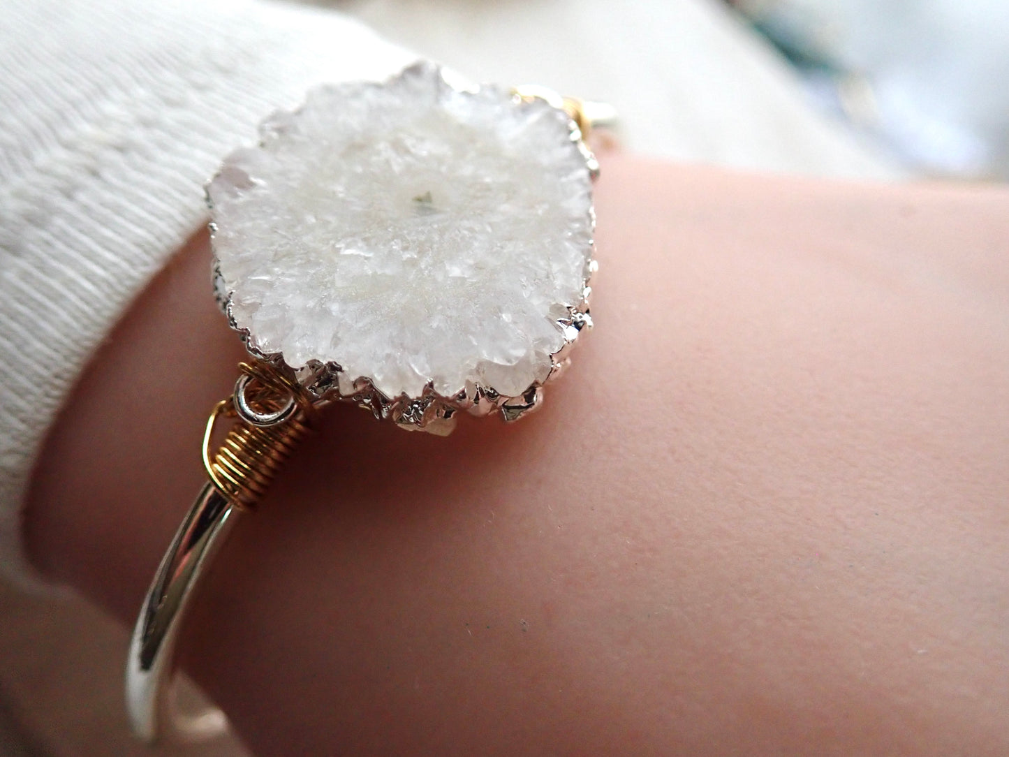 Solar Quartz Cuff Bracelet - Silver