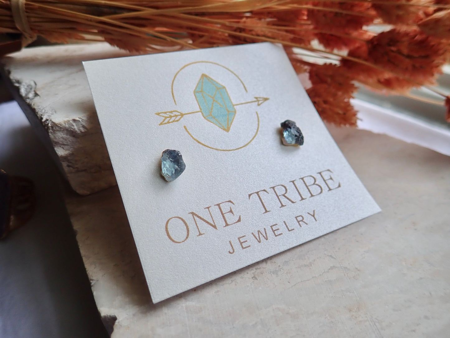 Raw Aquamarine Stud Earrings, Aquamarine Posts Gold, Aquamarine Jewelry, Blue Crystal Studs,March Birthstone Gift, Dainty Gemstone Earrings