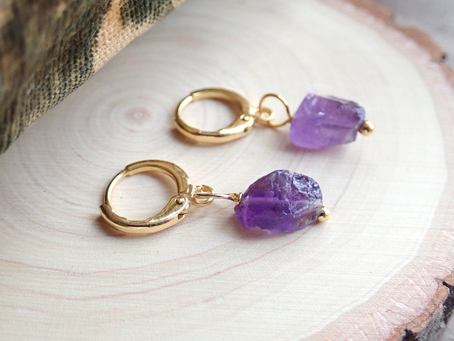 Amethyst Huggie Hoops