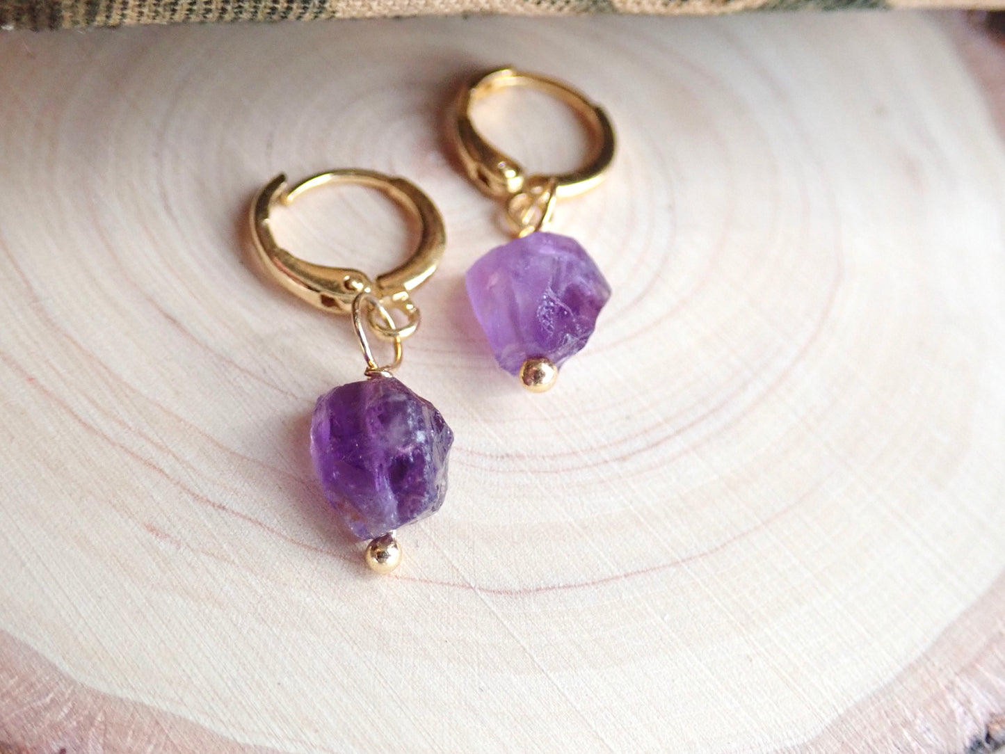 Amethyst Huggie Hoops