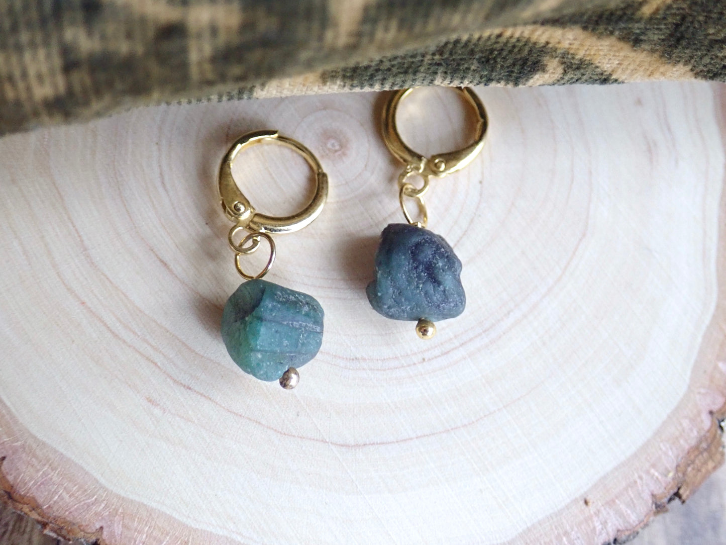 Emerald Huggie Hoops
