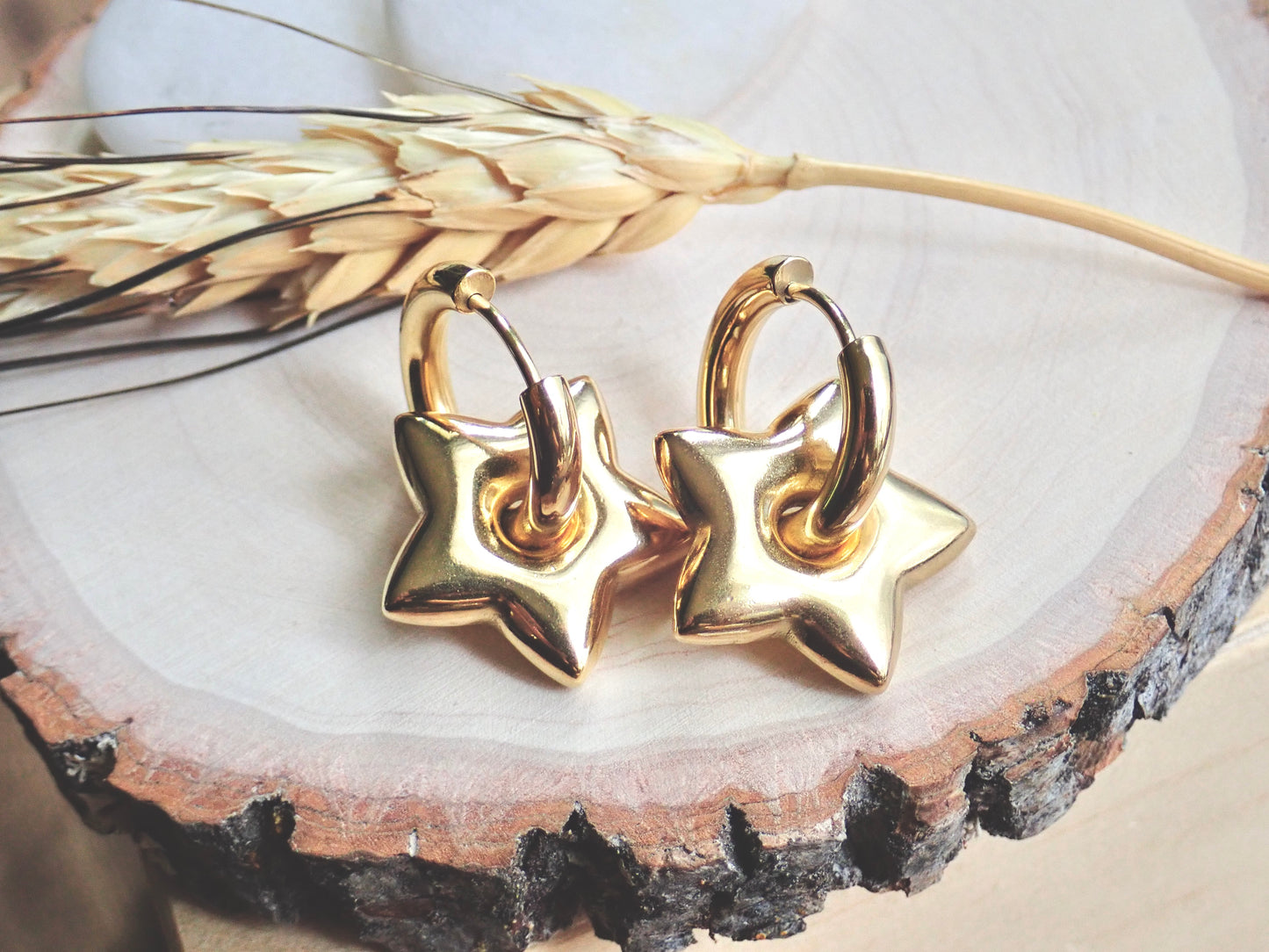 Be A Star Waterproof Gold Hoop Earrings