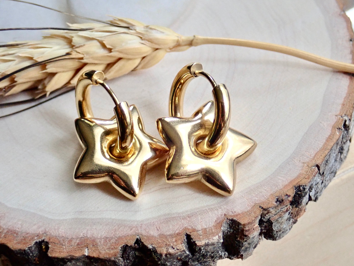 Be A Star Waterproof Gold Hoop Earrings